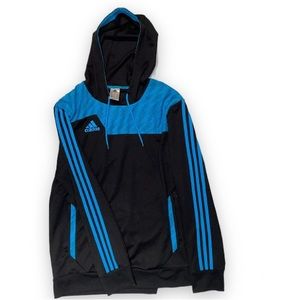Adidas Blue and Black Climacool Long Sleeve Hoodie Large
